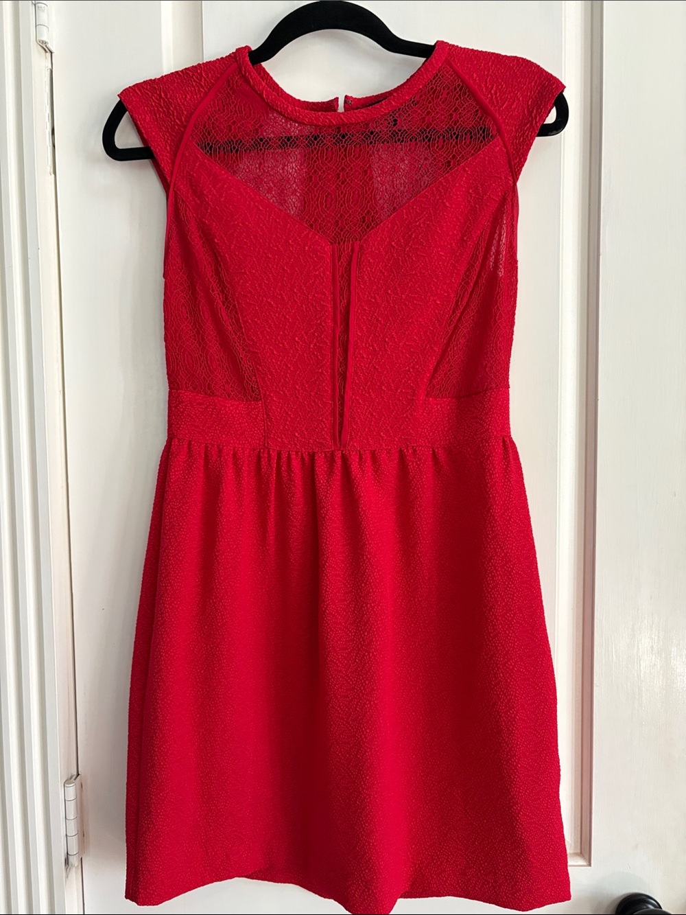 Dynamite Red Lace-Detail Midi Dress